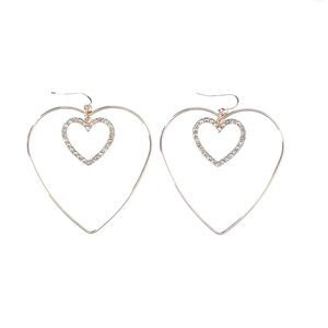 Gold Heart Drop Earrings